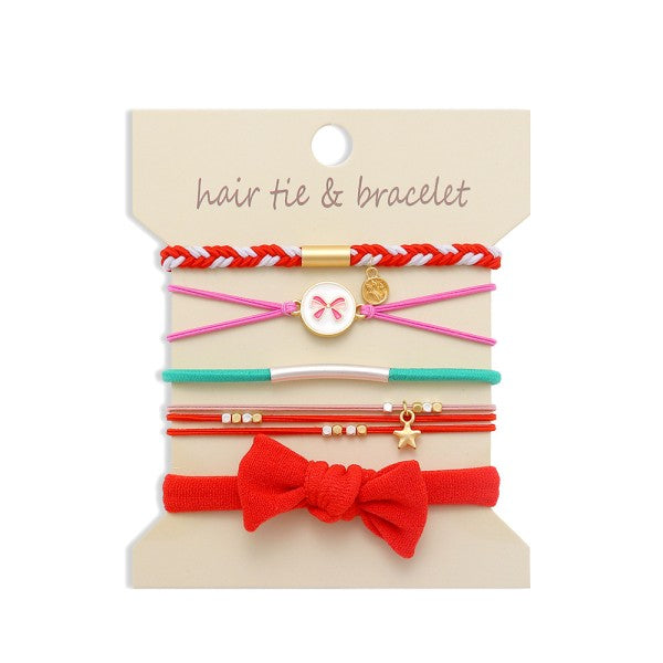 Beautiful in Bows Hair Tie & Bracelet Set | Red