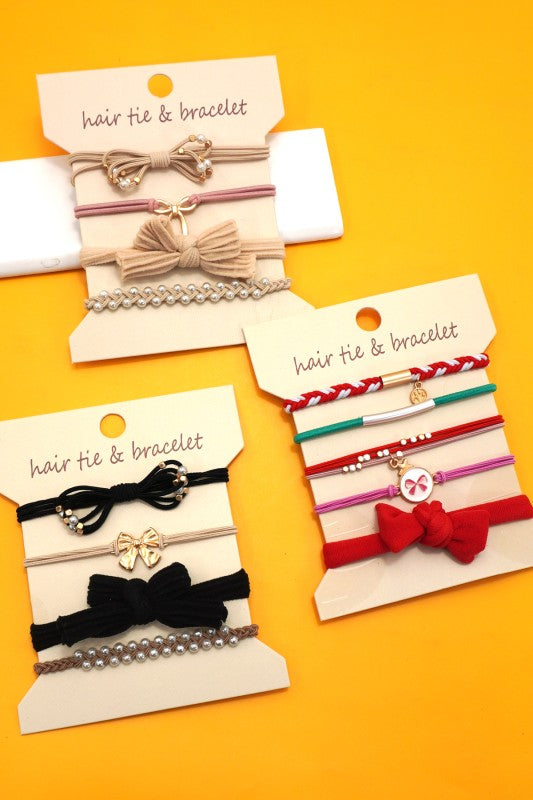 Beautiful in Bows Hair Tie & Bracelet Set | Red