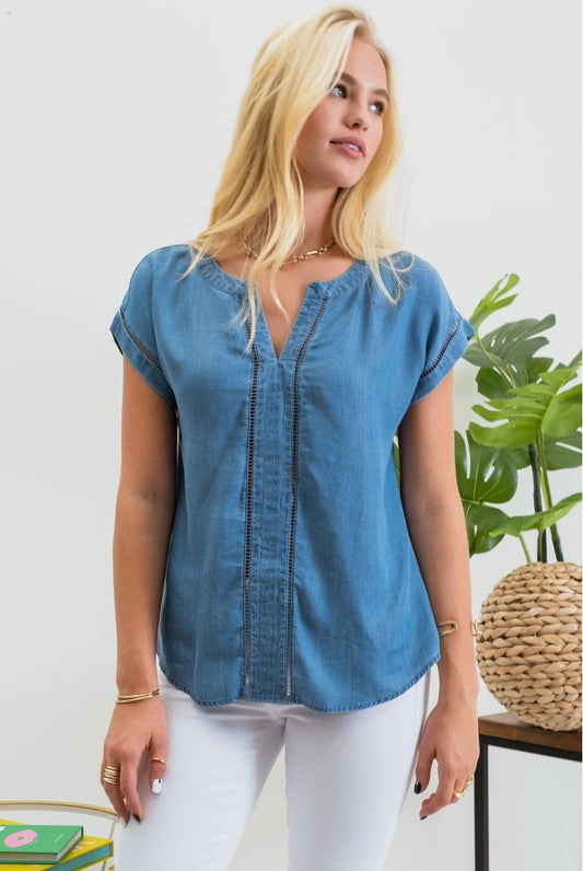 Hey There Cutie Chambray Top