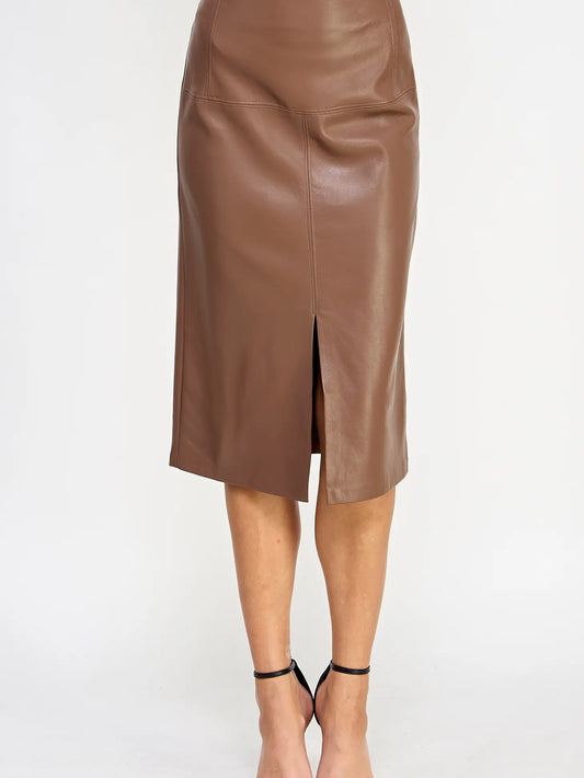 Total Boss Babe Vegan Leather Midi Skirt