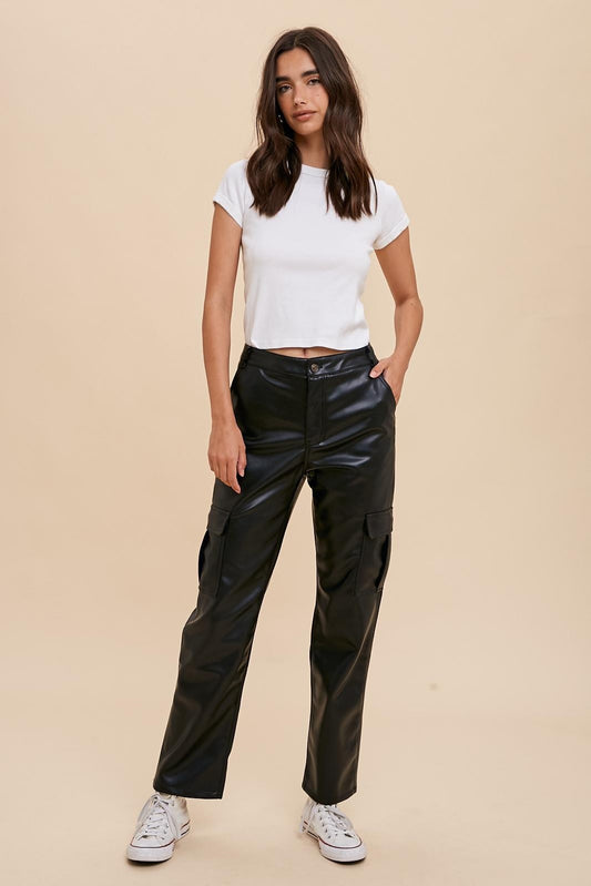 Make an Effort Cargo Vegan Leather Pants