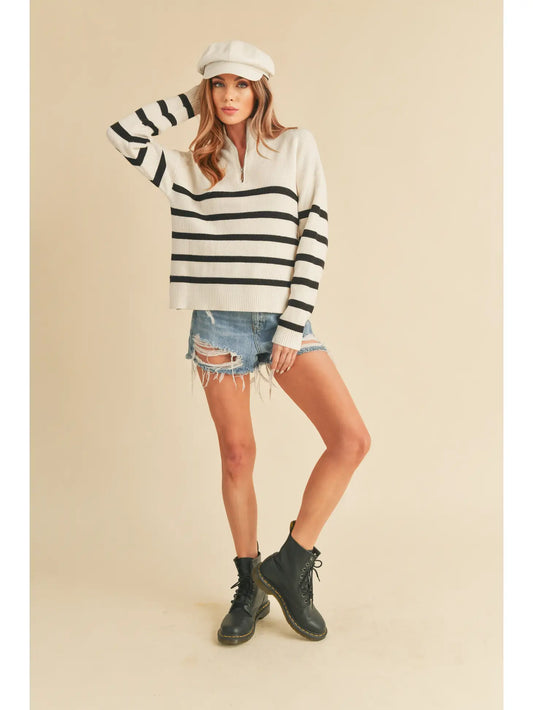 The Transition White Striped Sweater