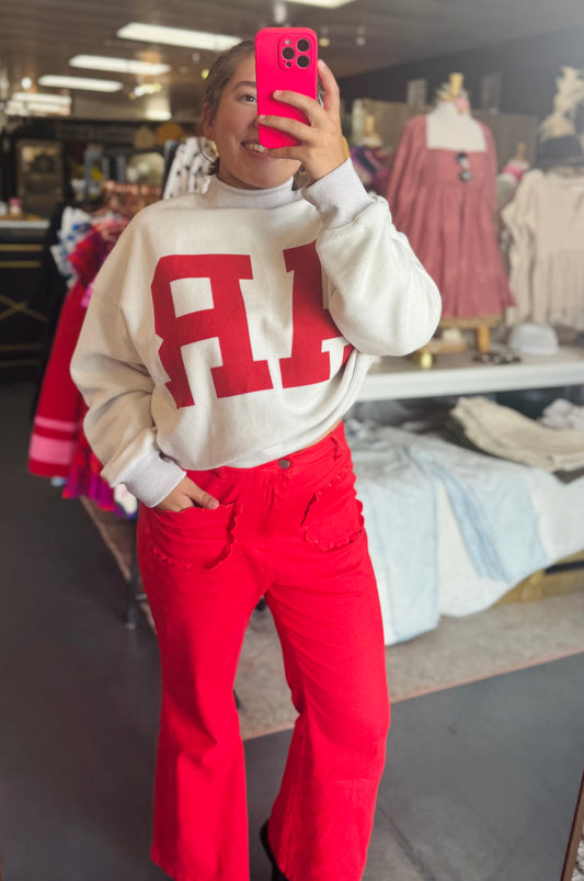 Razorback Red Flare Pants