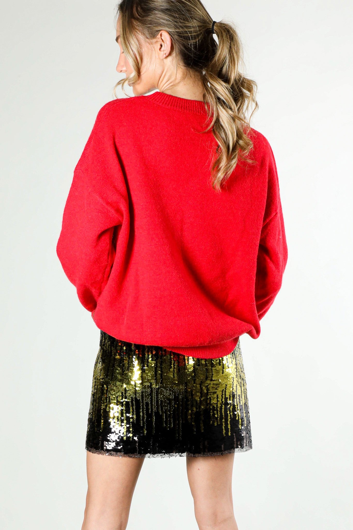 That Holiday Sparkle Red Sequin Sweater