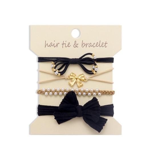 Beautiful in Bows Hair Tie & Bracelet Set | Black