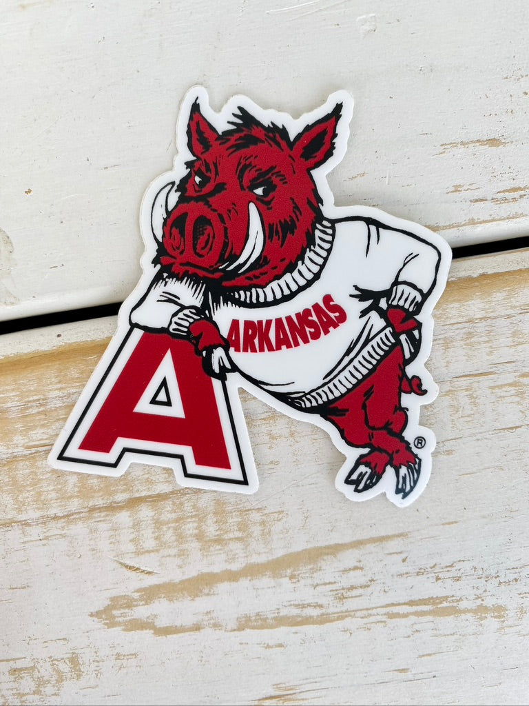 Hog Leaning on A Sticker