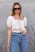 Load image into Gallery viewer, Boho Cutie Laced Detail Woven Top
