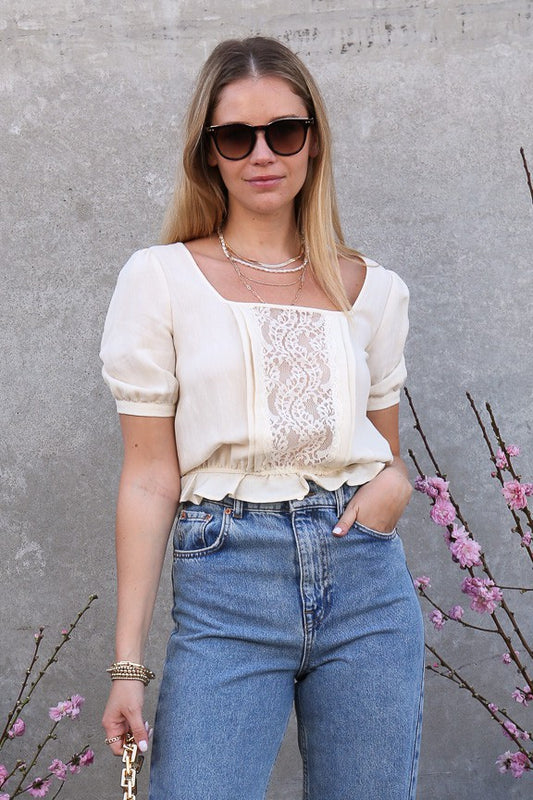 Boho Cutie Laced Detail Woven Top