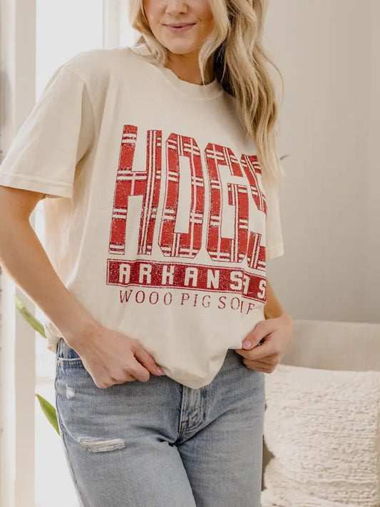 Retro Plaid Hogs Oversized Graphic Tee