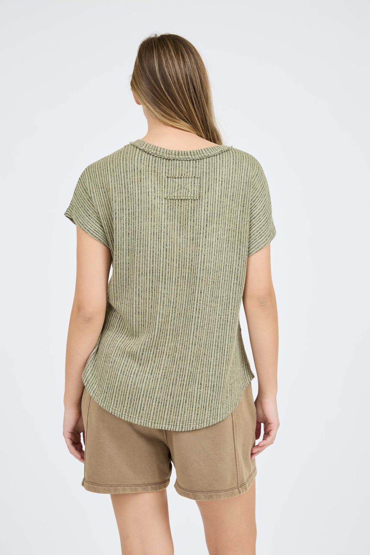 Breezy Finesse Short Sleeve Ribbed Sweater