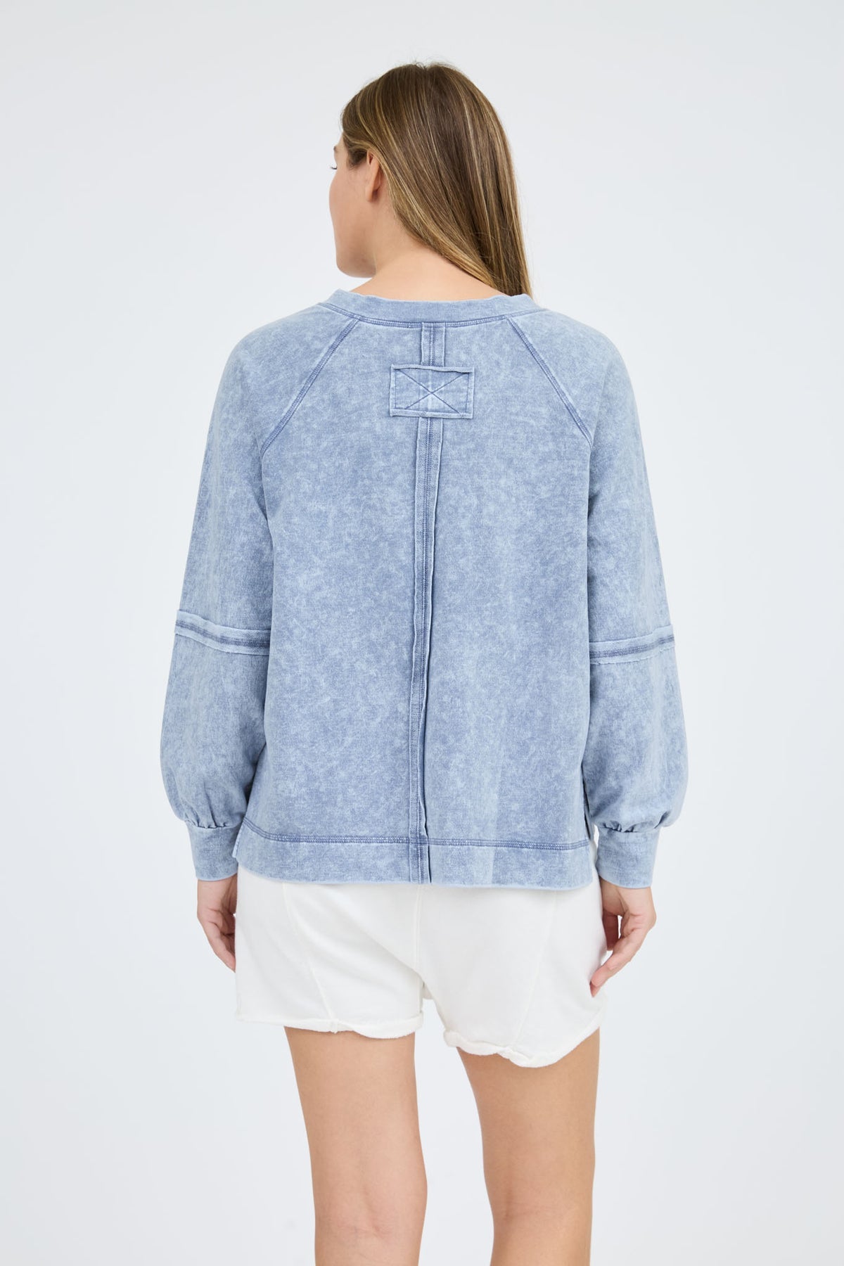 Cozy Aesthetic Acid Wash Pullover V-Neck Sweatshirt