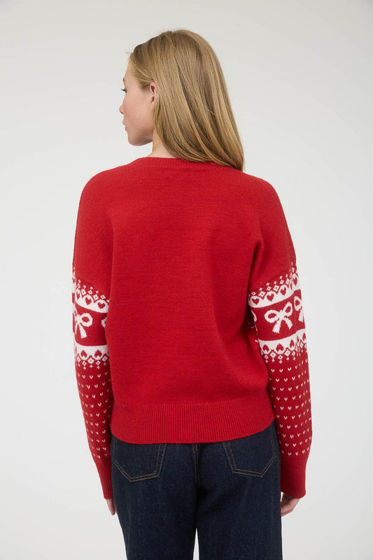 Bows & Hearts Red Christmas Sweater