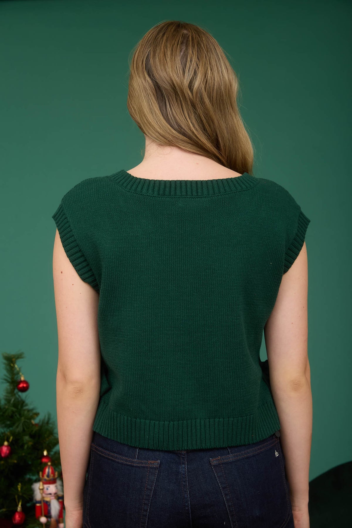 Cable Knit Cutie Green Sweater Vest