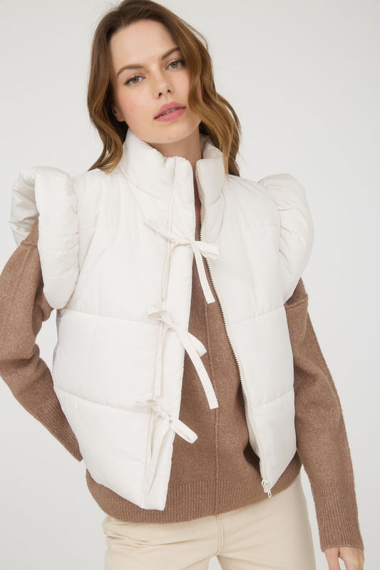 Classy Attitude Flutter Sleeve Puffer Vest