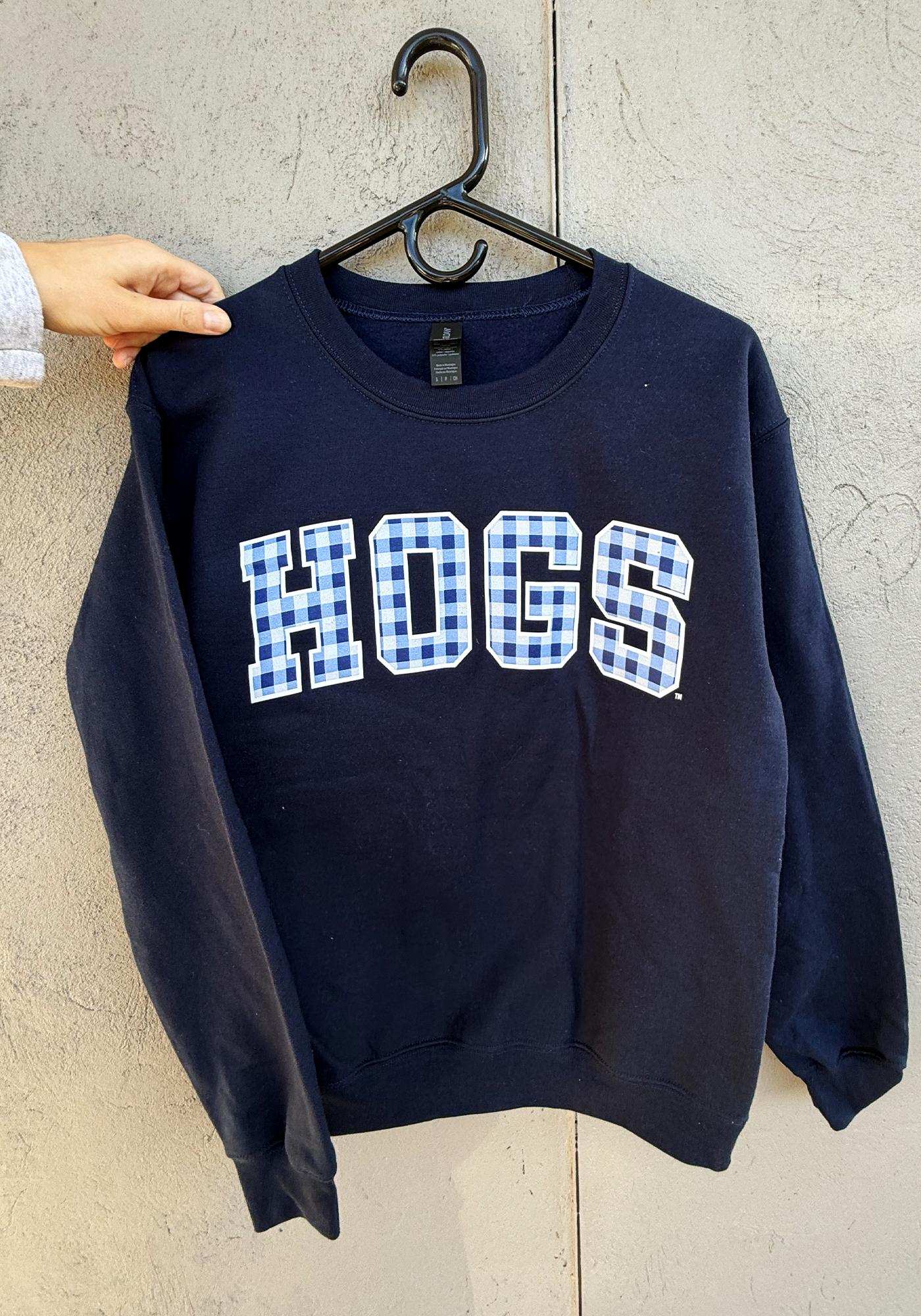The Gingham Hog Navy Razorback Sweatshirt