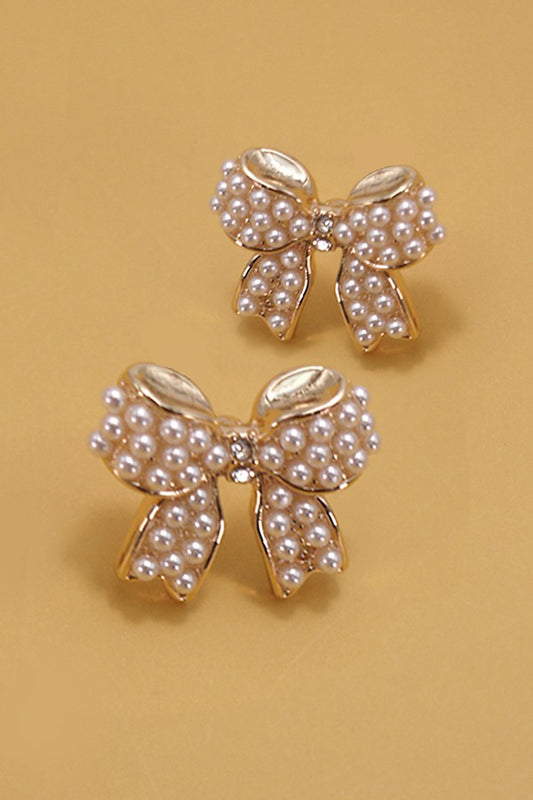 In My Bow Era Pearl Bow Earrings