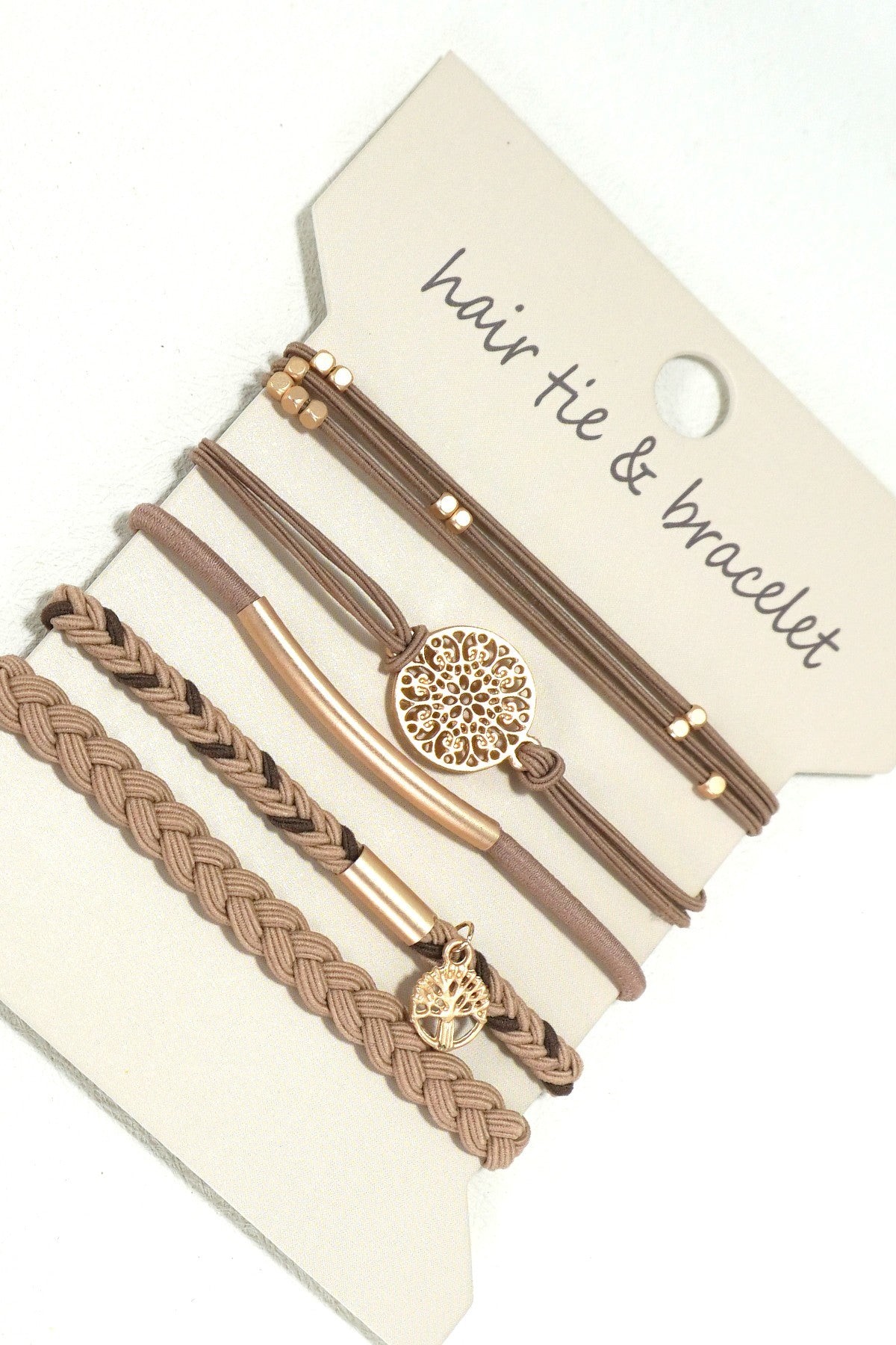 Beauty in the Details Hair Tie & Bracelet Set | Brown