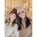 Load image into Gallery viewer, C.C Beanie | Sequin Brioche Cable Knit Fur Pom Beanie - Chocolate
