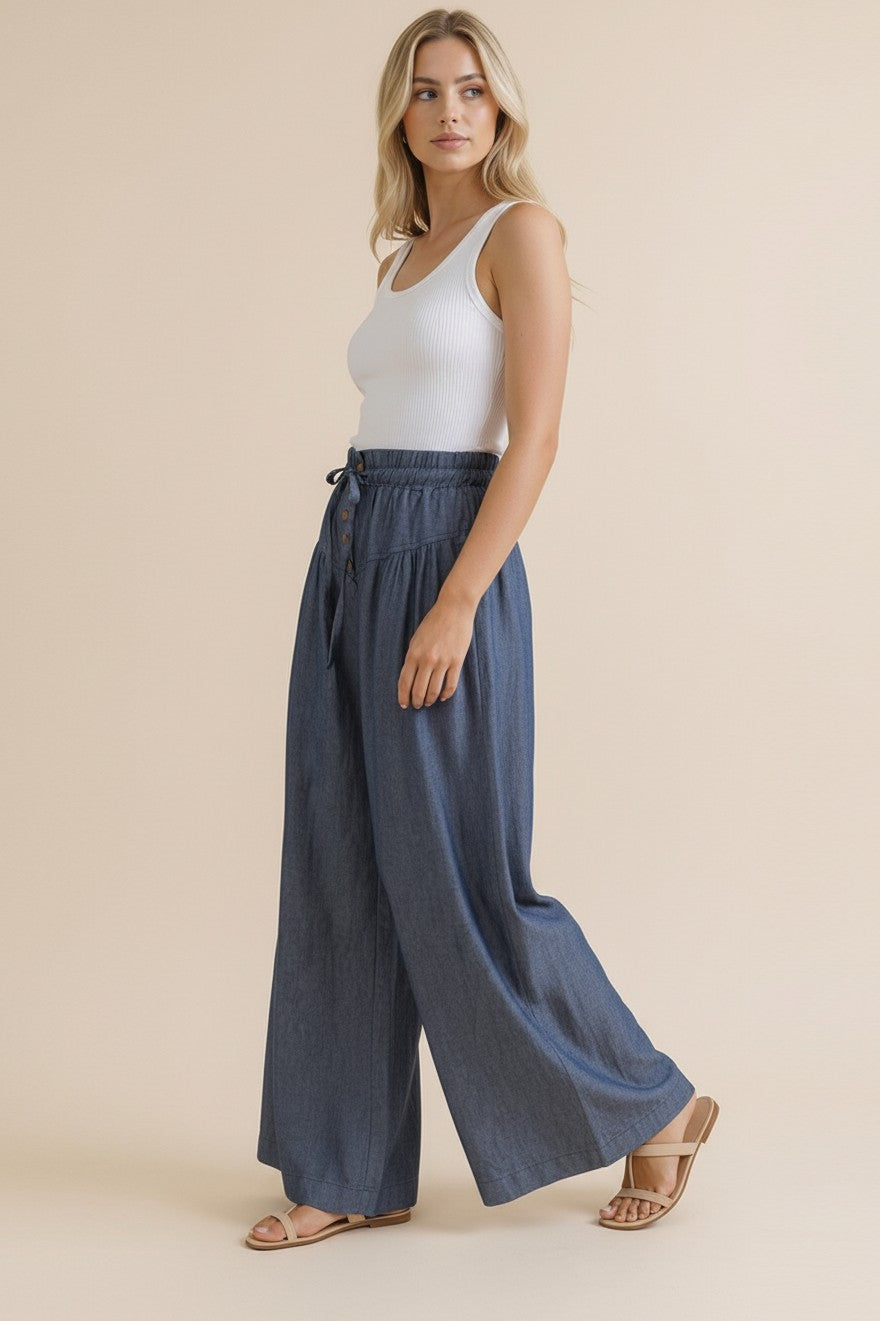 PRE-ORDER: The Downtown Denim Wideleg Trousers