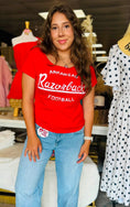 Load image into Gallery viewer, My Elevated Varsity Off-Shoulder Razorback Tee
