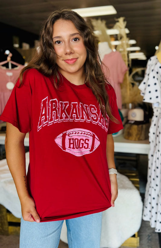 Arkansas Razorbacks Wonka Football Cardinal Thrifted Tee