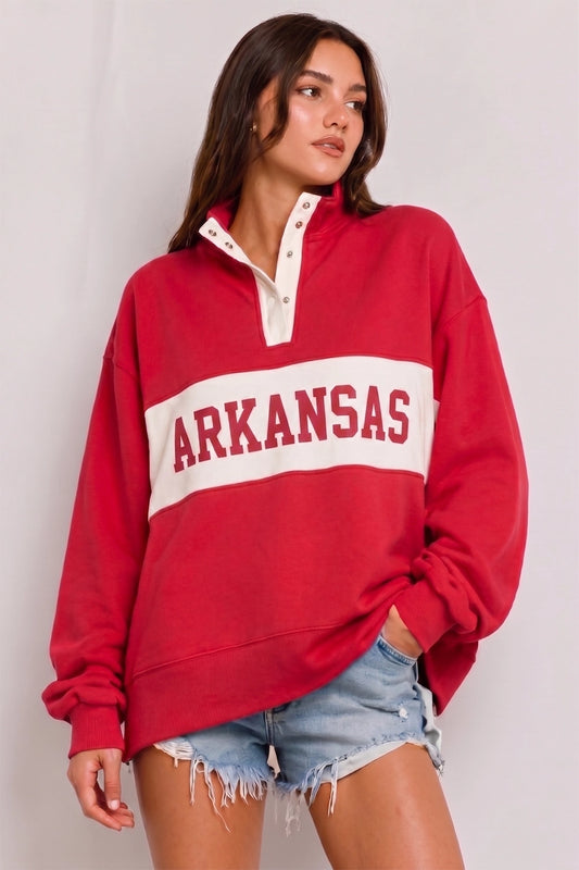 PRE-ORDER: Kick-off Classic Arkansas Varsity Snap Pullover | Crimson