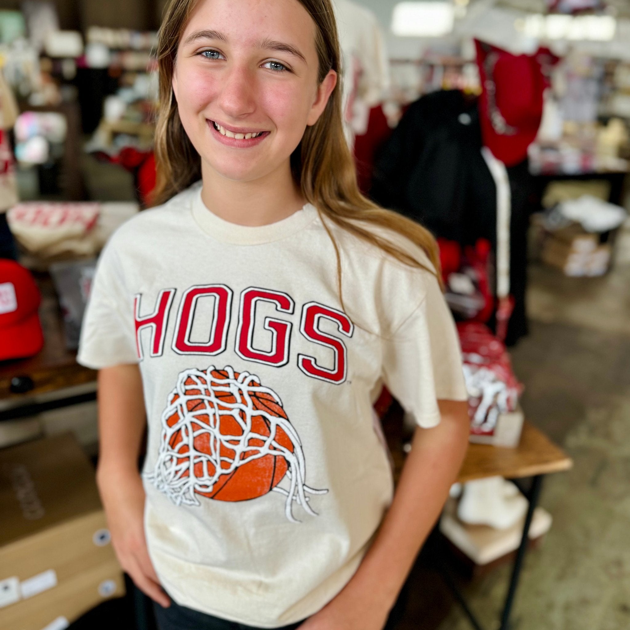 Hoop Fan Razorbacks Basketball Thrifted Tee