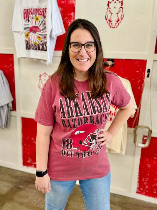 Hit that Line Razorback Red Tee