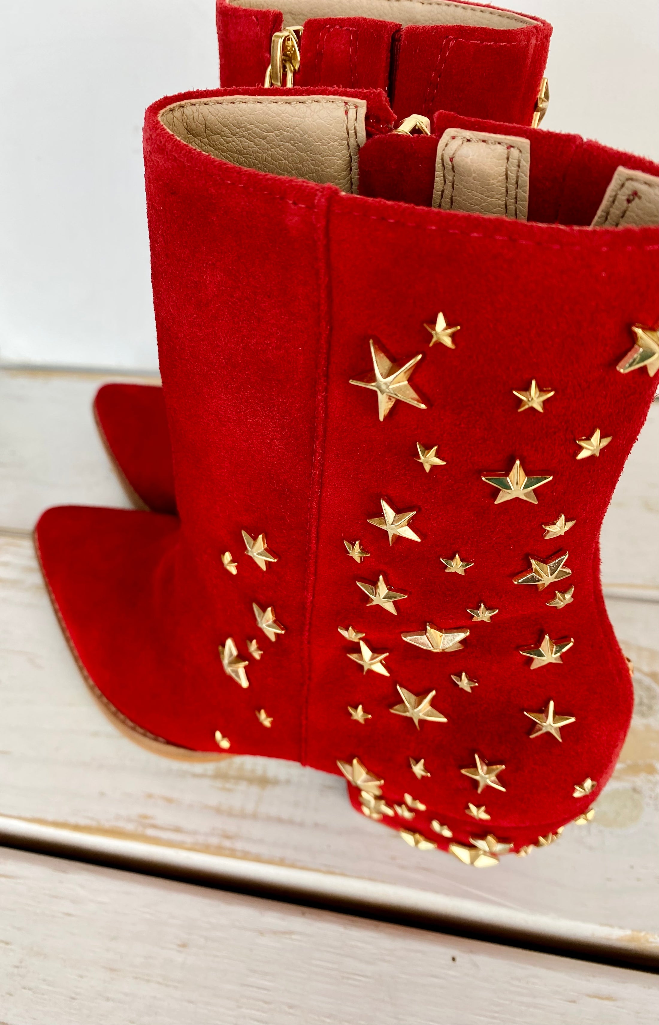 Matisse Red Boots with Gold Star details