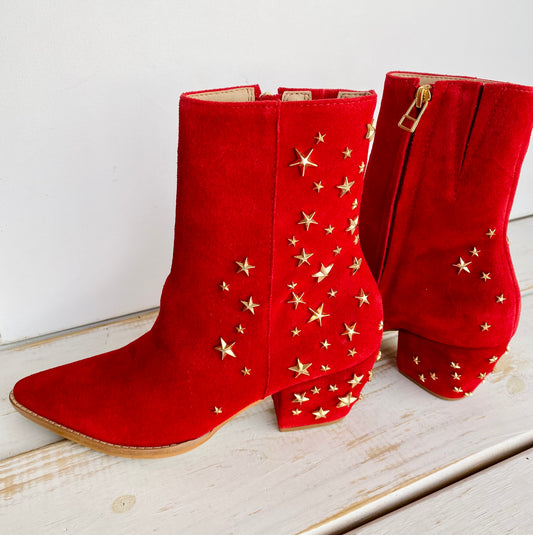 Red boots with red stars, Whimsy Whoo Boutique Red Boots