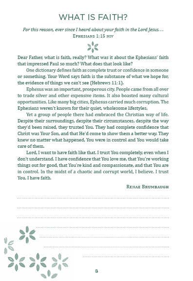 Page from a book or document titled 'What is Faith?' with text and decorative elements.