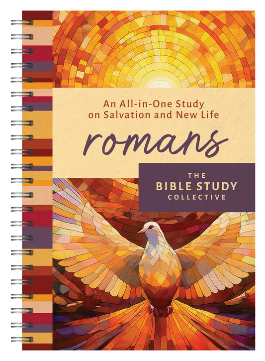 Book cover of 'Romans' by The Bible Study Collective with a colorful design and dove illustration.