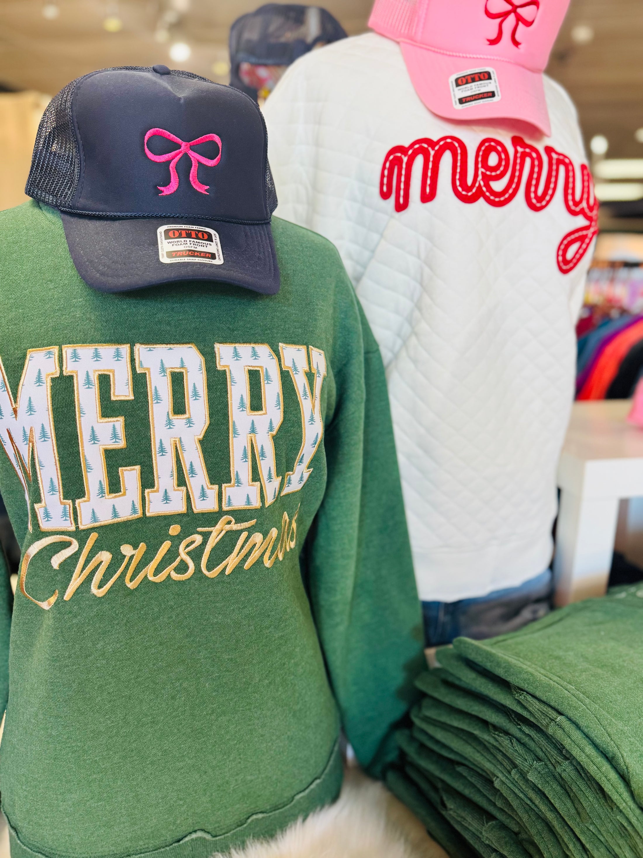 Royce christmas sweatshirts, green christmas sweatshirts, Merry Christmas sweatshirts, christmas sweatshirts near me, boutiques Fayetteville ar