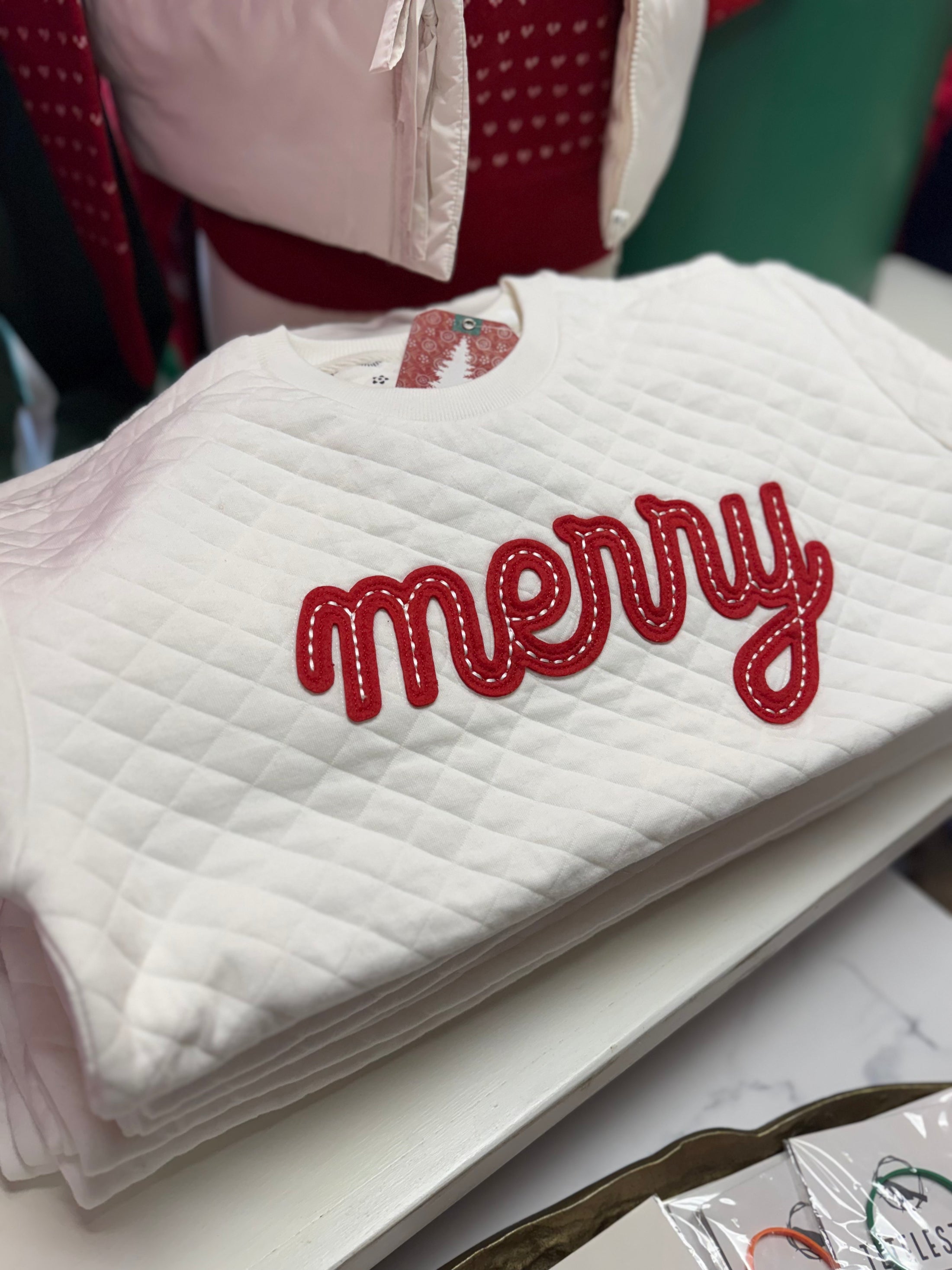 Quilted & Merry White Christmas Sweatshirt