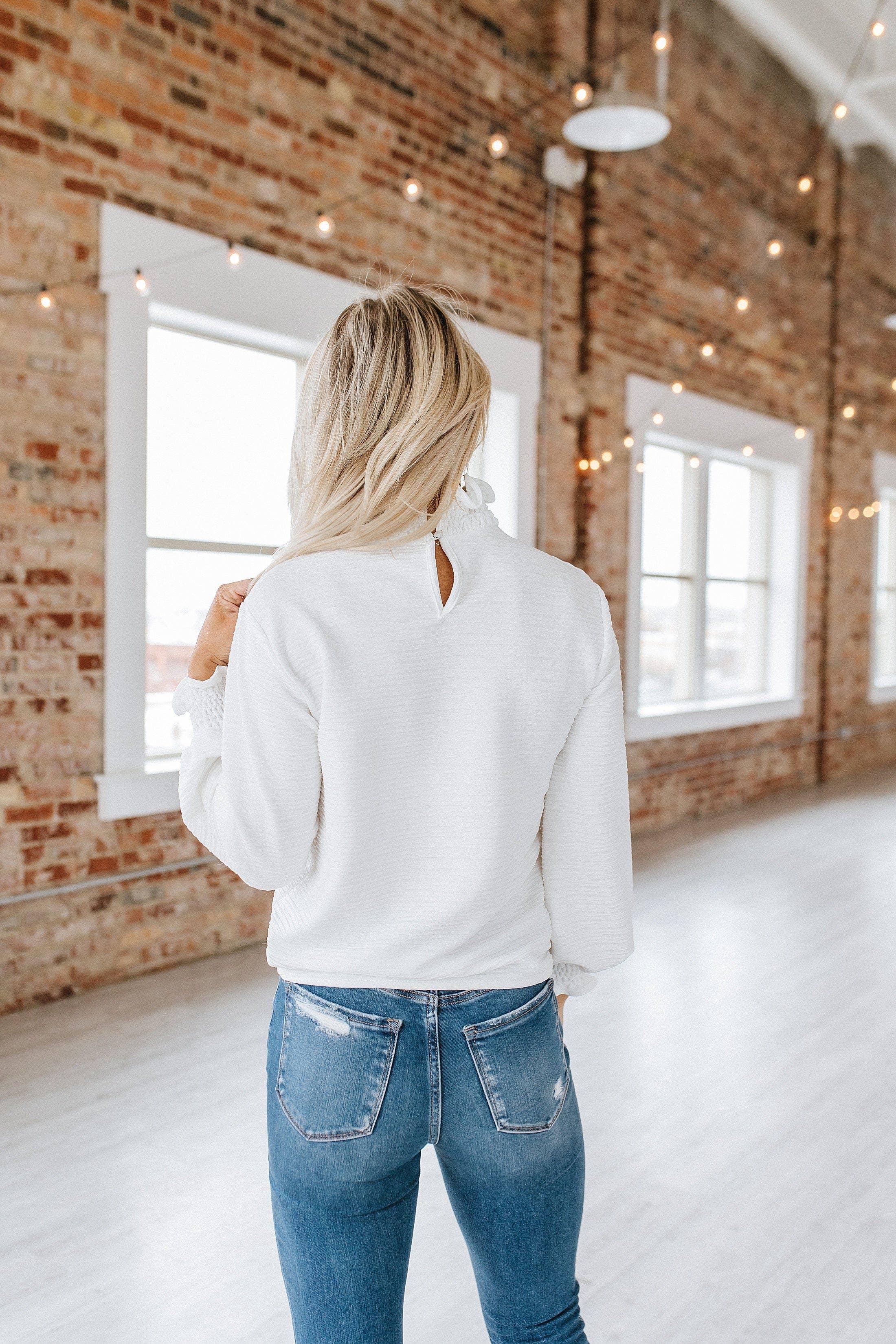 Subtle Style Bishop Sleeve White Blouse