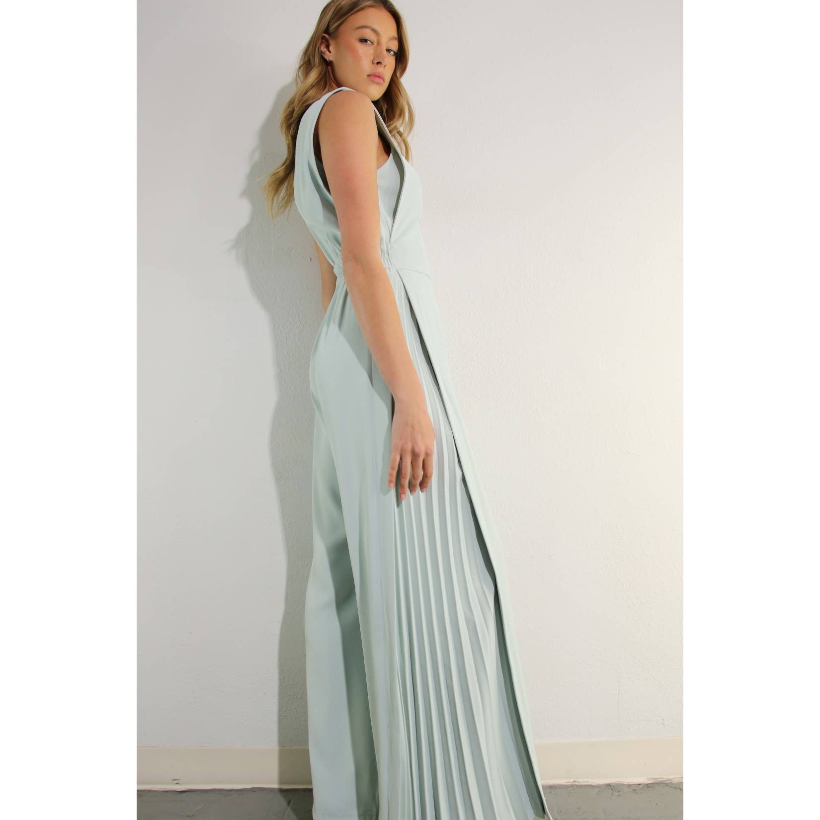 Mint To Be Pleated Jumpsuit