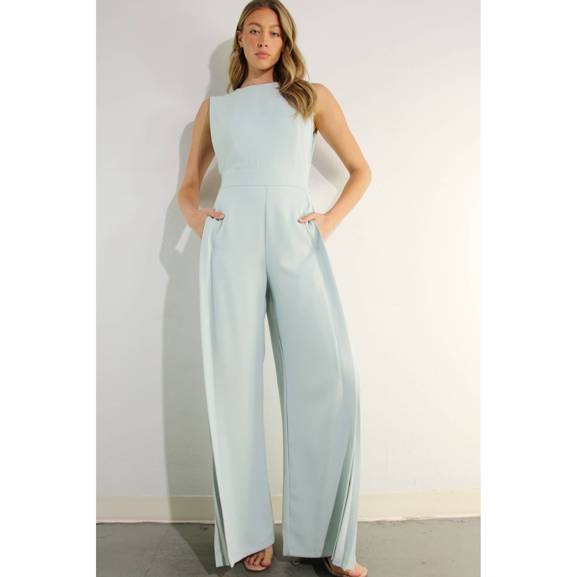 Mint To Be Pleated Jumpsuit