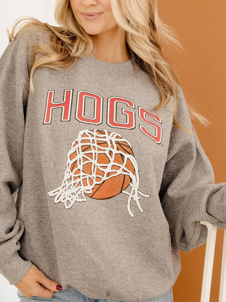 Gameday Shop at Whimsy Whoo Boutique, an Arkansas boutique in Fayetteville featuring oversized Razorback sweatshirts and fan gear for women.