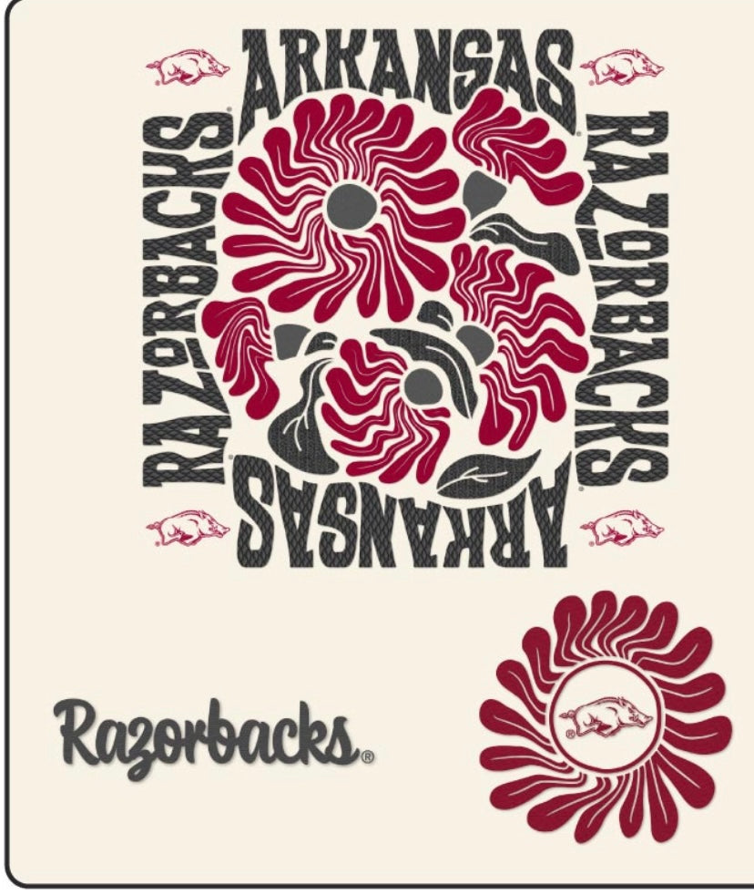 Back view of the Bloom Into Spring Arkansas Razorback hoodie, oversized women’s University of Arkansas sweatshirt perfect for football season and tailgates.