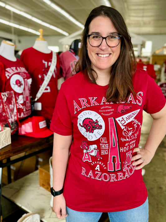 Razorback Fan Through the Years Red Arkansas Tee