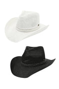 Load image into Gallery viewer, C.C | Black Pearl Rhinestone Trim Cowboy Hat
