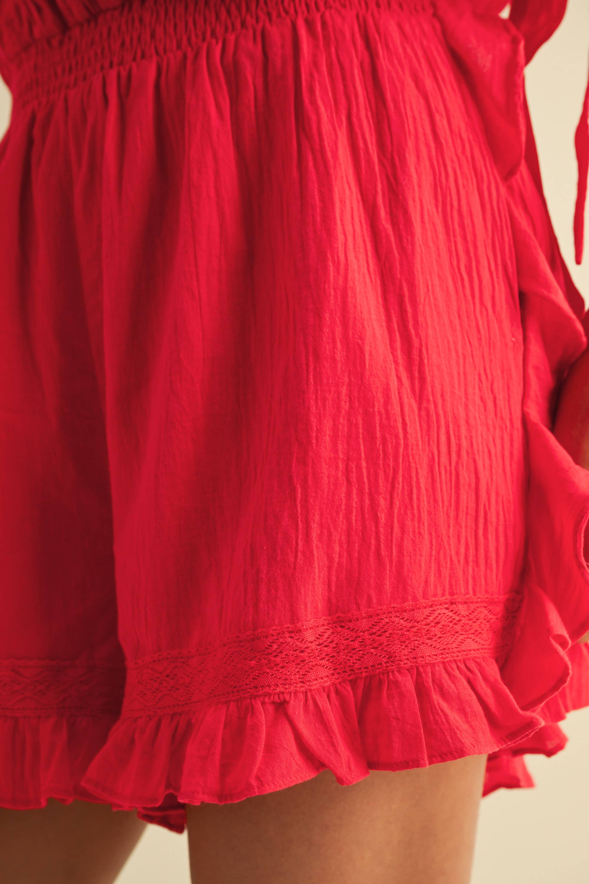 Ruby Ruffle One-Shoulder