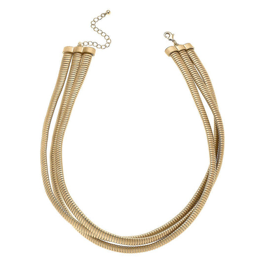 Time to Shine Interlocking Gold Watchband Collar Necklace