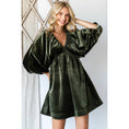 Load image into Gallery viewer, babydoll dress womens, babydoll dress puff sleeves, babydoll mini dress, babydoll mini dress with puff sleeves, velvet babydoll dress, velvet mini dress, velvet dress, Fayetteville stores near me. Downtown Springdale Stores, shopping near me
