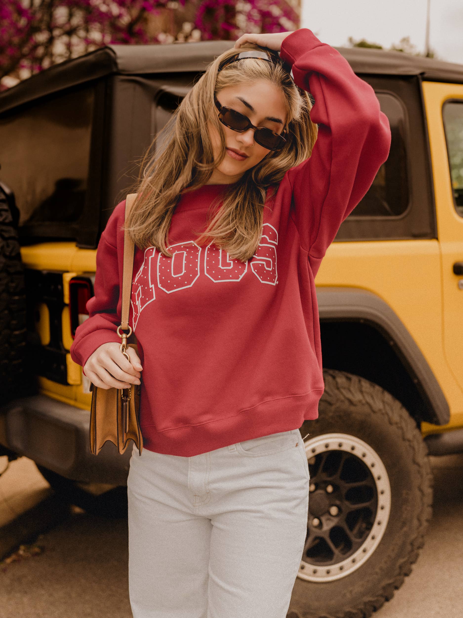 Arkansas Razorbacks Polka Dot Puff Wknd Mock Neck Sweatshirt