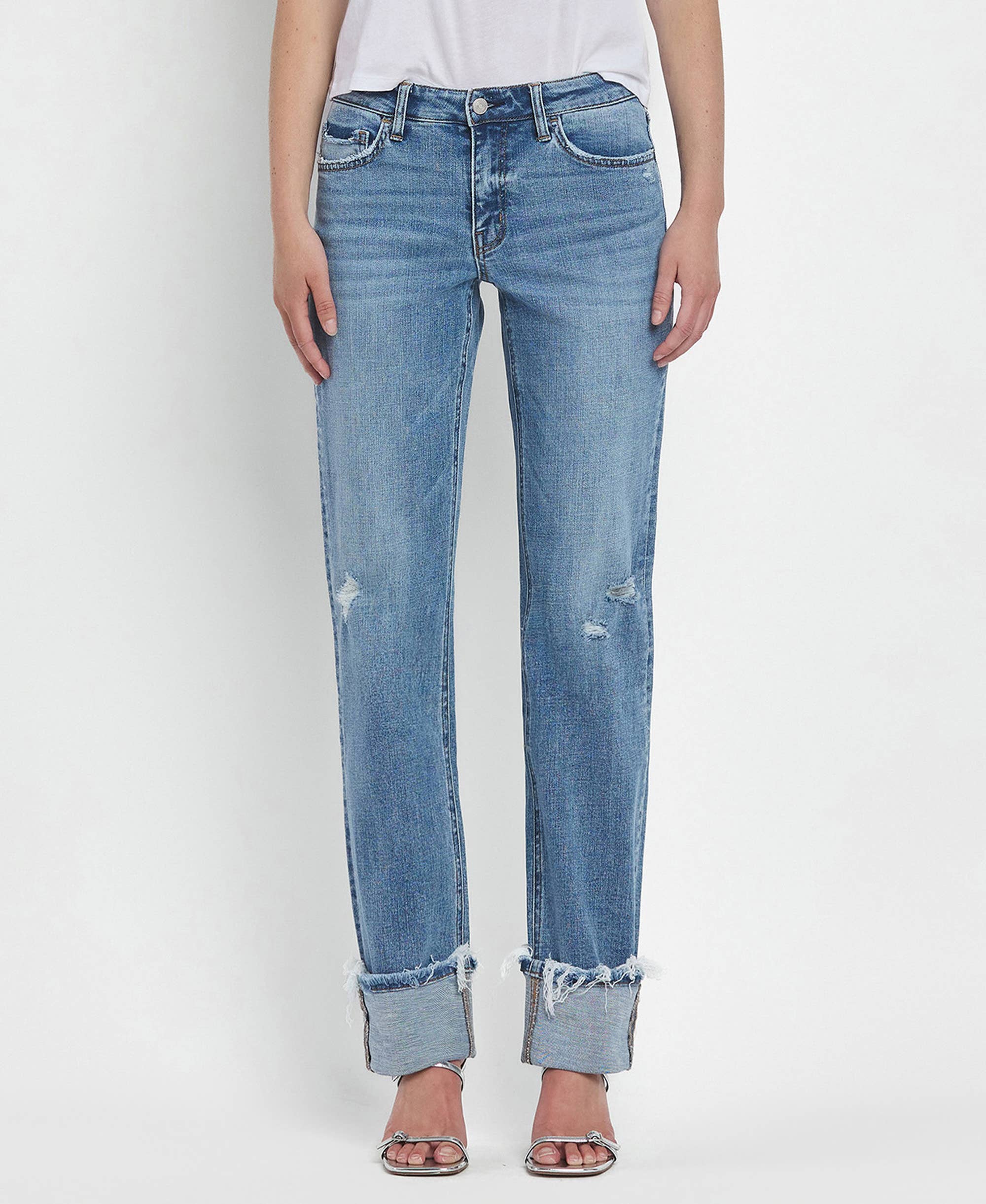 Lovervet by VERVET Jeans | Made to Chill Mid-Rise Cuffed Straight Jeans