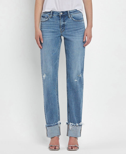 Lovervet by VERVET Jeans | Made to Chill Mid-Rise Cuffed Straight Jeans