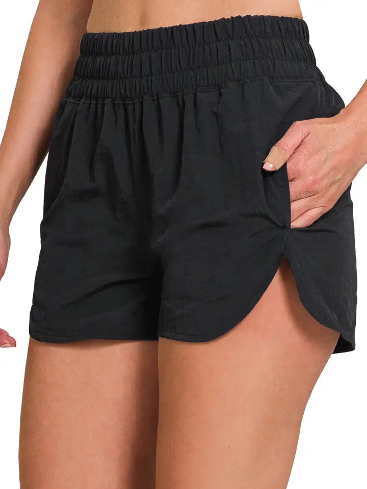 windbreaker shorts women's, black shorts
