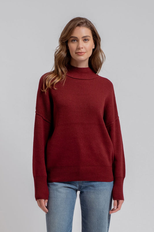 Blu pepper clothing, blu pepper tops, blu pepper sweaters, mock neck sweater, burgundy sweater, burgundy mock neck sweater, maroon sweater, maroon mock neck sweater, maroon top, stores near me fayettville ar boutique store