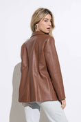 Load image into Gallery viewer, brown leather jacket, brown leather blazer, faux leather blazer, faux leather jacket, brown leather outerwear, leather outerwear, stores in springdale arkansas, clothing store springdale arkansas
